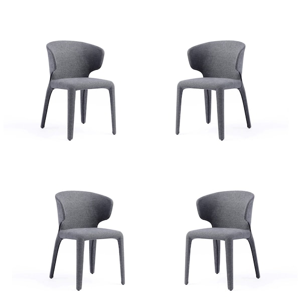 Manhattan Comfort Conrad Woven Tweed Dining Chair in Grey - Set of 4 2-DC031-WGY - main